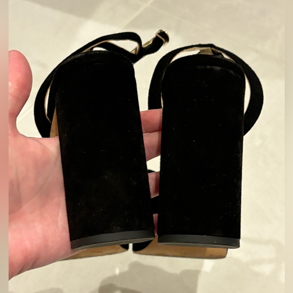 Kate Spade Confetti Platform Sandal Heels Black Suede Size 6.5 - Picture 10 of 13